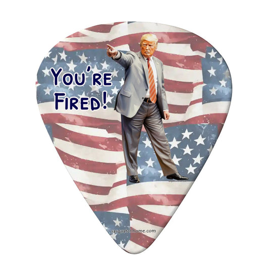 6 Guitar Picks with Keychain Snap Case- Donald Trump, "You're fired" – 3 Thicknesses