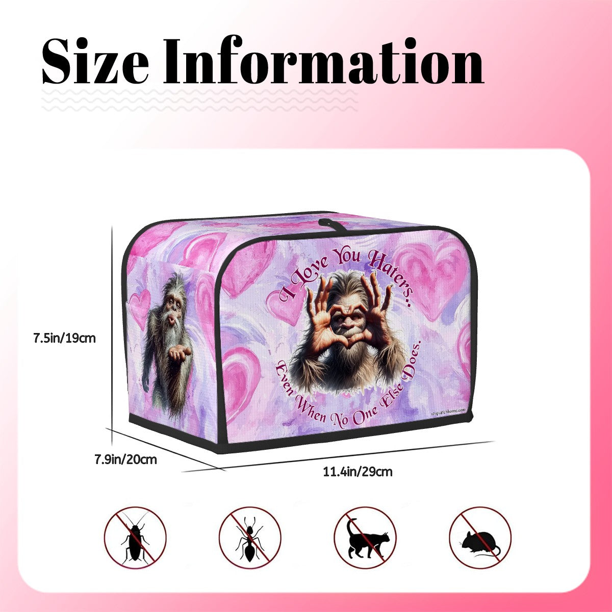 Bigfoot Sasquatch "I love you haters..", 2 Slice Toaster Cover