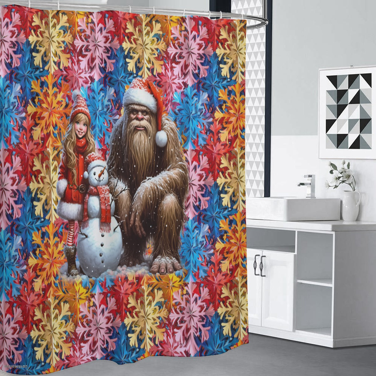 Bigfoot / Sasquatch Winter, Polyester Shower Curtain in 4 sizes