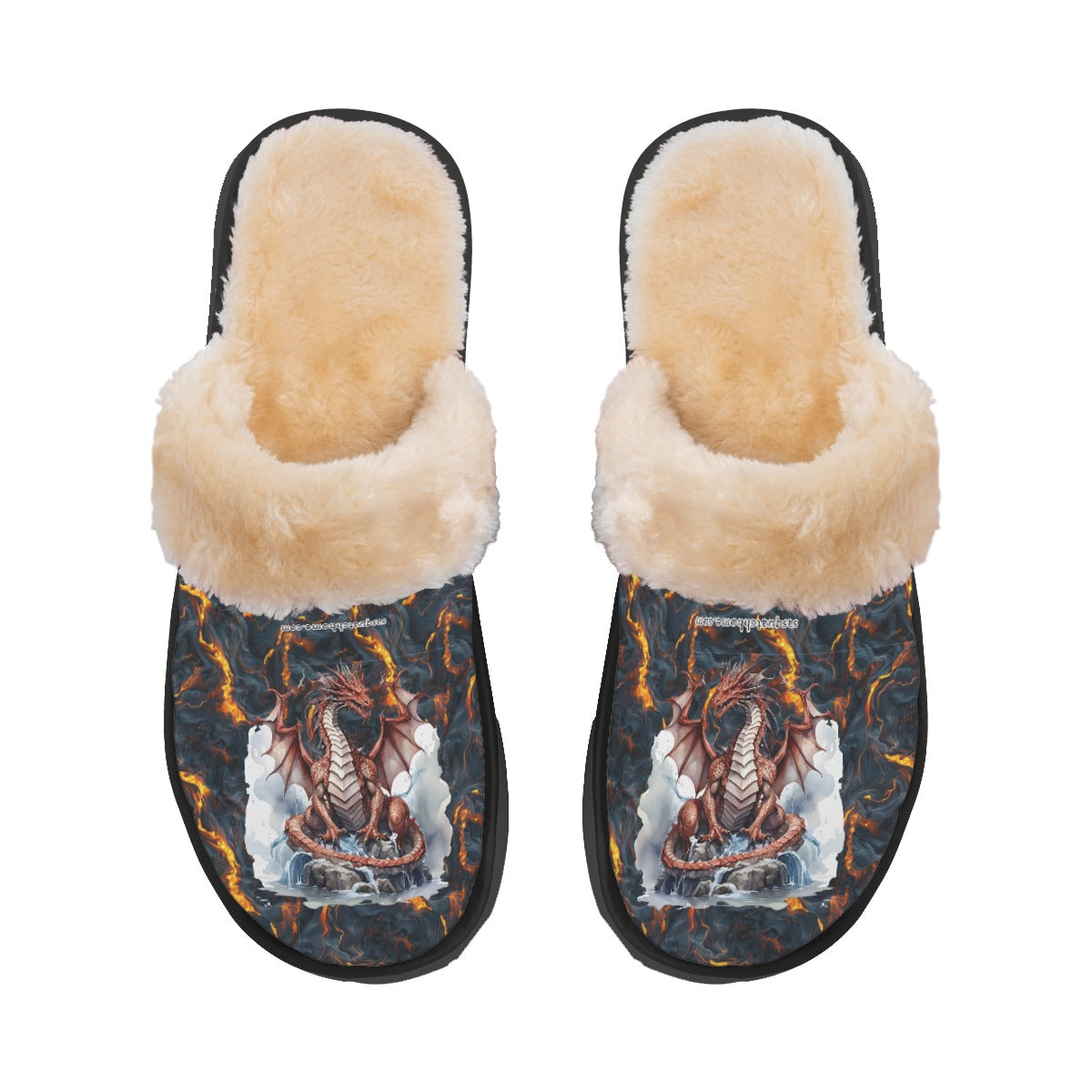 Dragon, Men’s Plush, Fuzzy Slippers