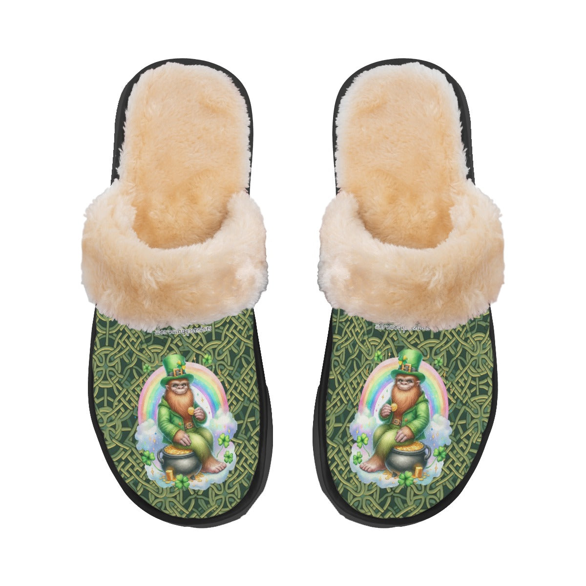Bigfoot / Sasquatch St Patrick, Women’s Plush, Fluffy Slippers