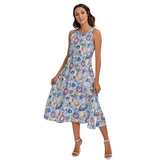 10 Misc Designs, Women’s Sleeveless Dress With Diagonal Pockets