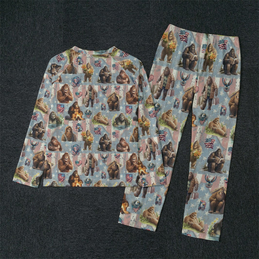 10 Bigfoot / Sasquatch Designs, Men’s Raglan Sleeve Pajamas with Wide Ankles
