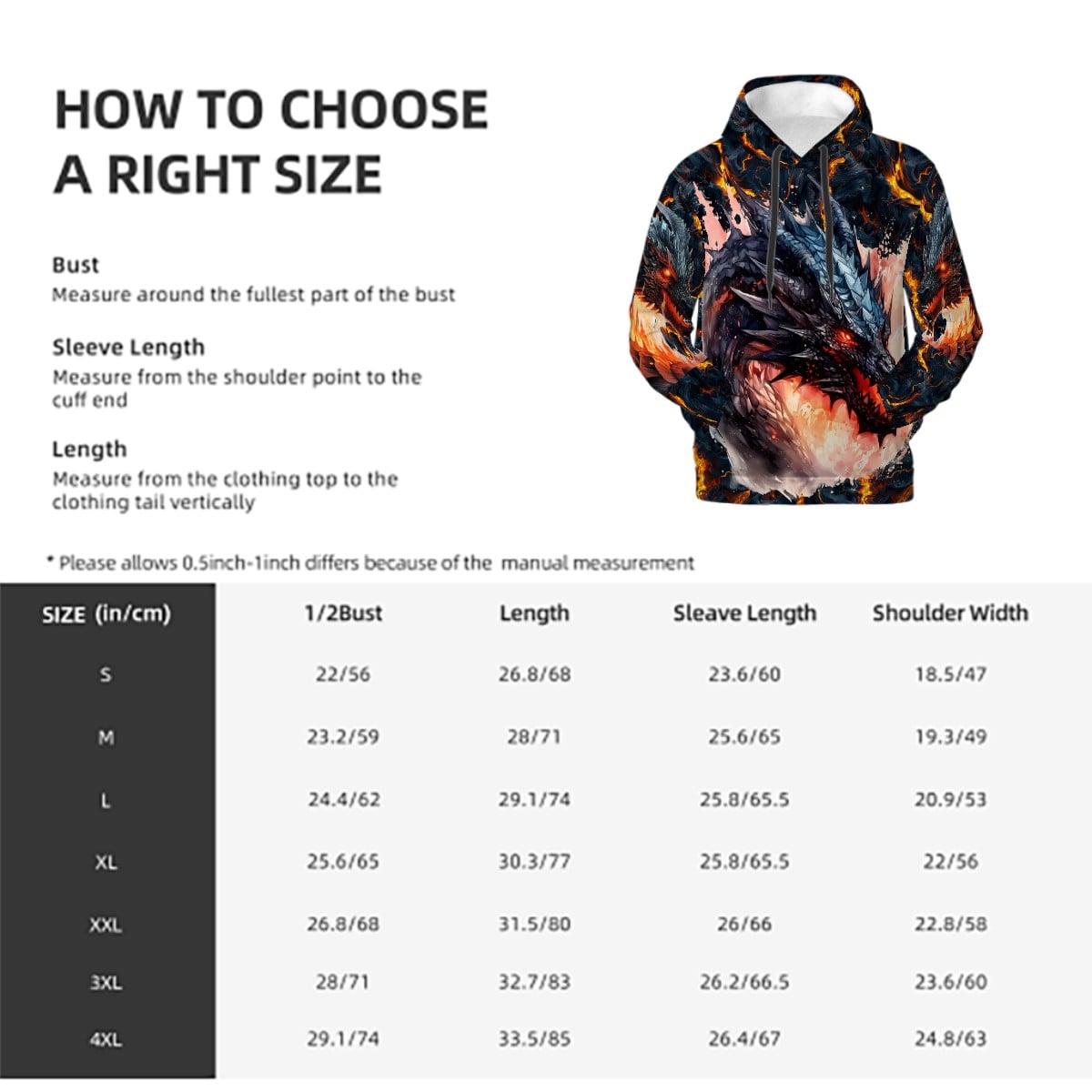 Dragon Design, Eyes on Hoodie, Zip Up Hoodie