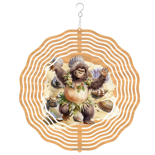 Houla Dancer Bigfoot, Sasquatch, US Made Hanging Metal 3D Wind Spinner, Ornament - MADE IN USA
