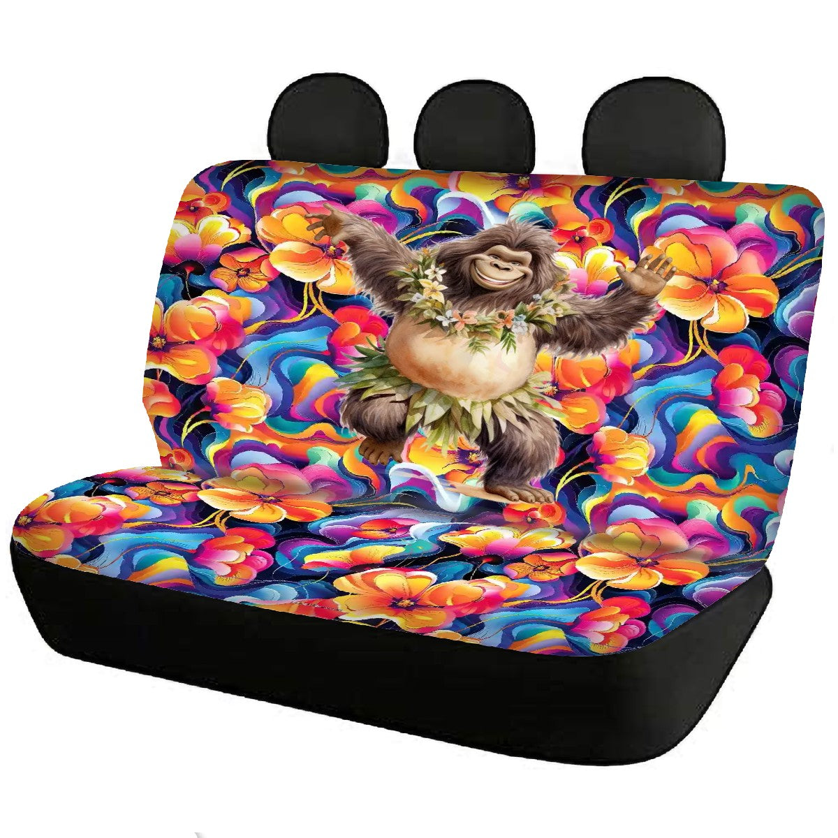 Hawaiian Bigfoot Sasquatch Dancing, Full Set of Car Seat Covers- 3