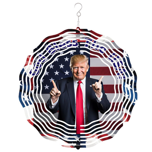Donald Trump, US Made Hanging Metal 3D Wind Spinner, Ornament - MADE IN USA