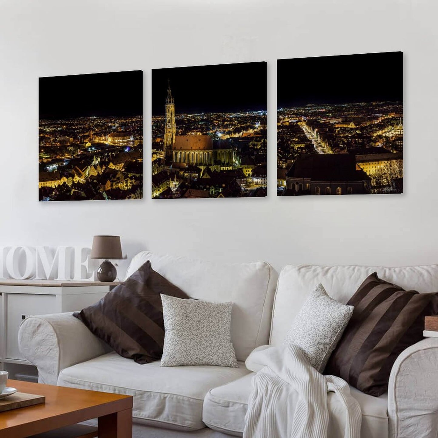 City Scape Canvas Wall Art -16”x 20” (x3) - Made In USA