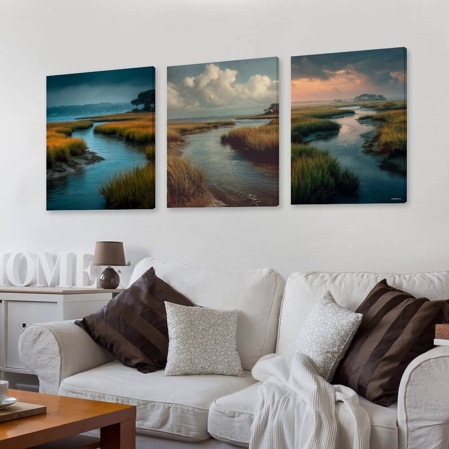 Water Ways Canvas Wall Art - 12”x 16” or 18”x24” (x 3) - Made In USA