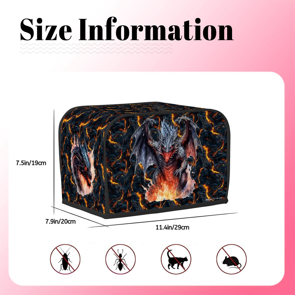Fire Dragon on Lava, 2 Slice Toaster Cover
