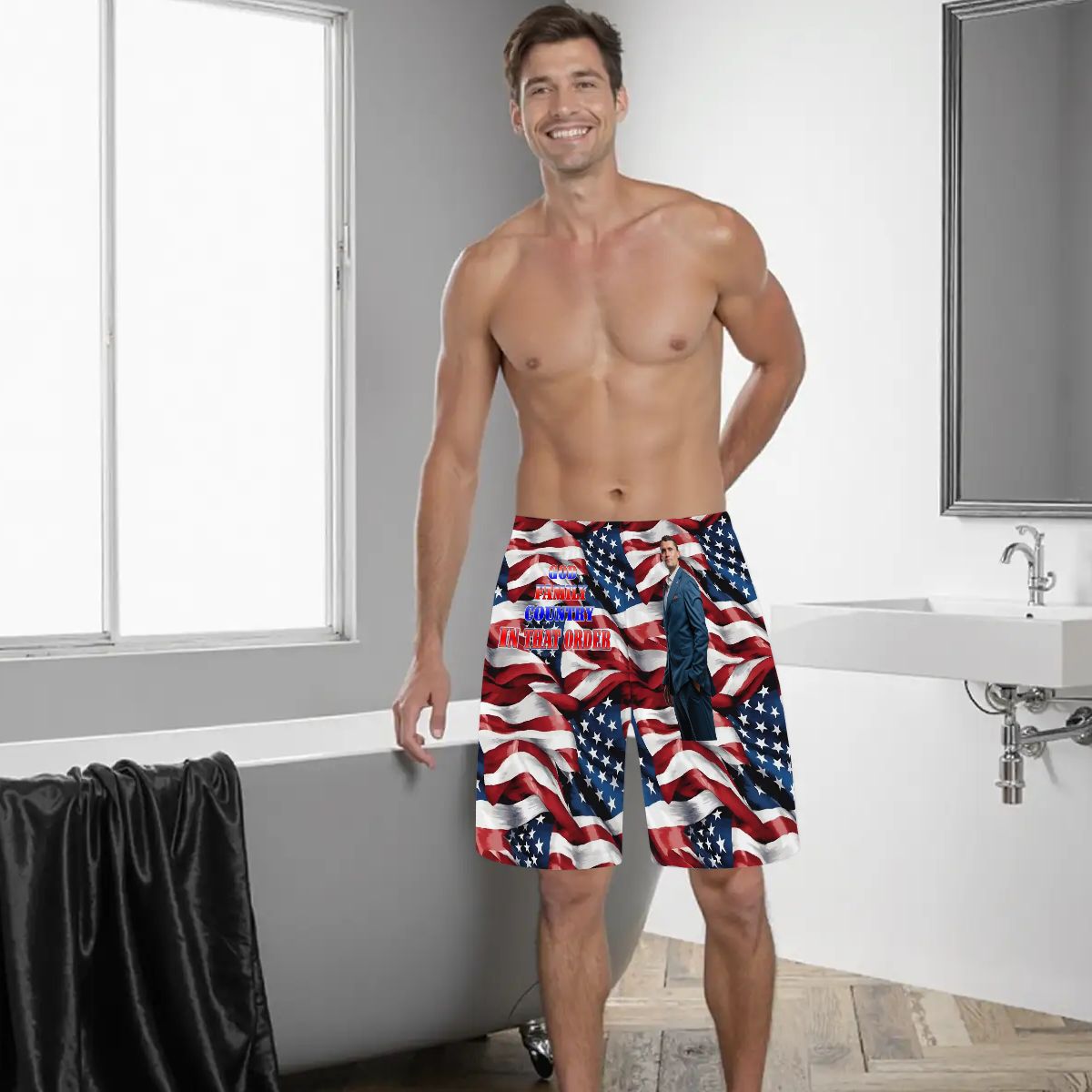Charlie Kirk Memorial, Men’s Polyester, pocketed, pajama Shorts