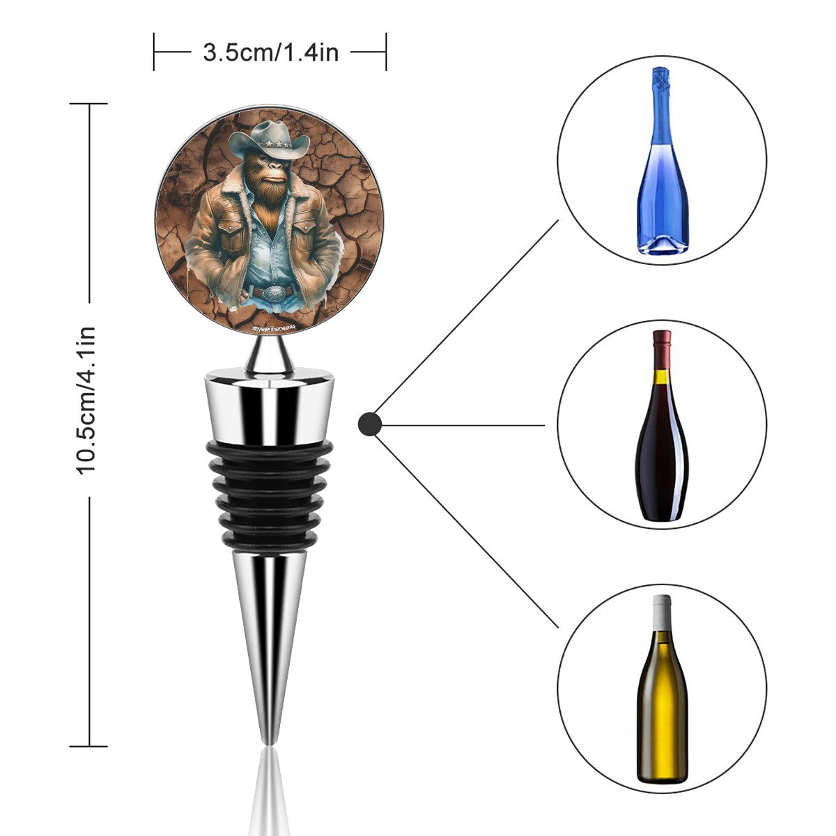 Cowboy Bigfoot / Sasquatch Wine Bottle Stopper