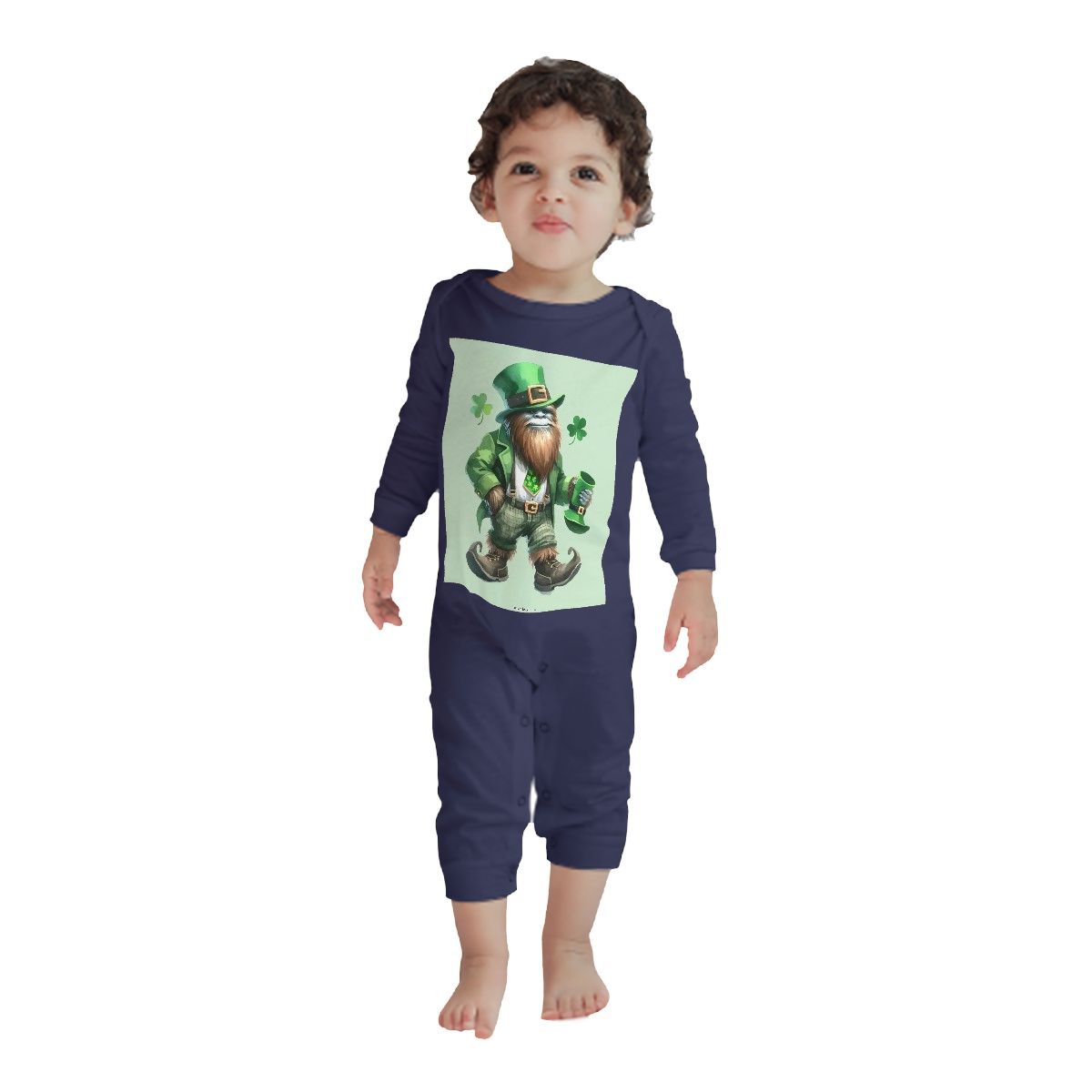 Sasquatch, Bigfoot Leprechaun, Baby Toddler Long Sleeve Romper 6m to 2T