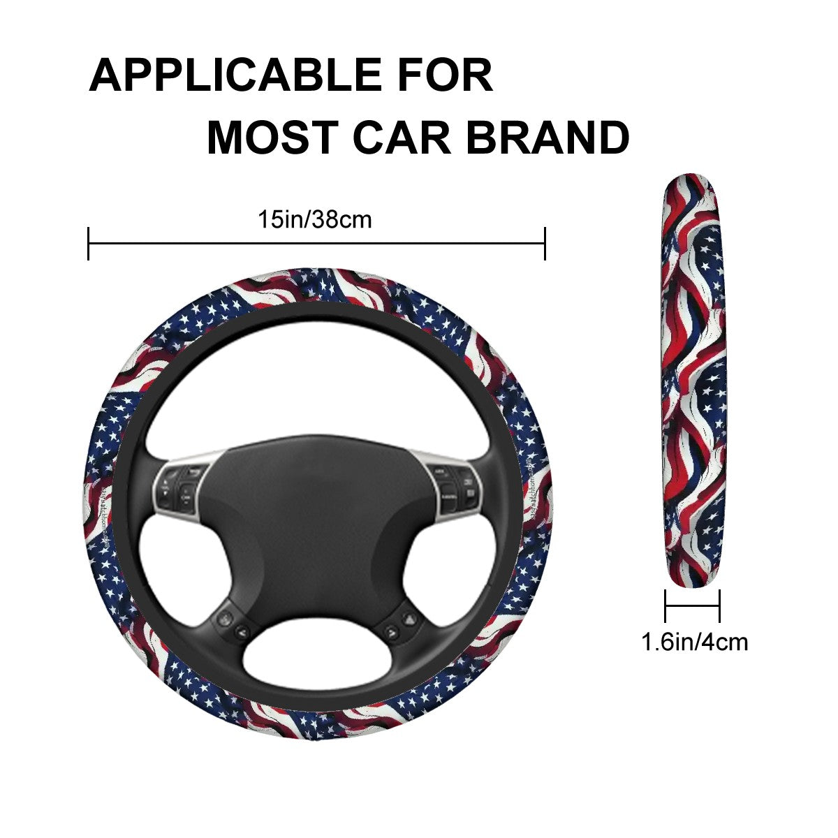 American Flag, Rugged Auto Steering Wheel Cover - 15" b