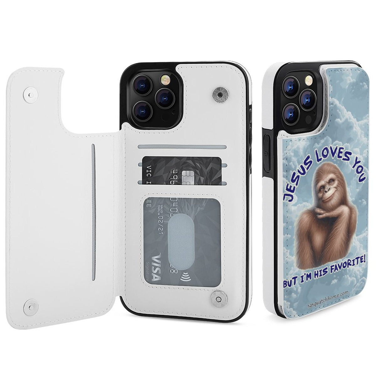 iPhone 12 Series cell phone, mobile phone flip case wallet- "Jesus Loves You..."