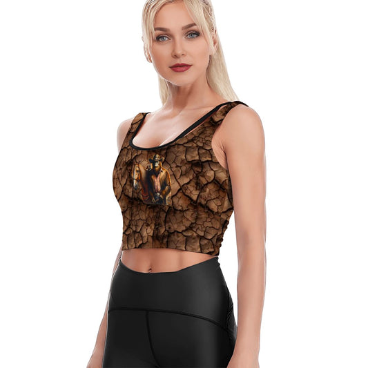Cowboy Bigfoot / Sasquatch, Women’s Strappy Sports Bra, Yoga Top