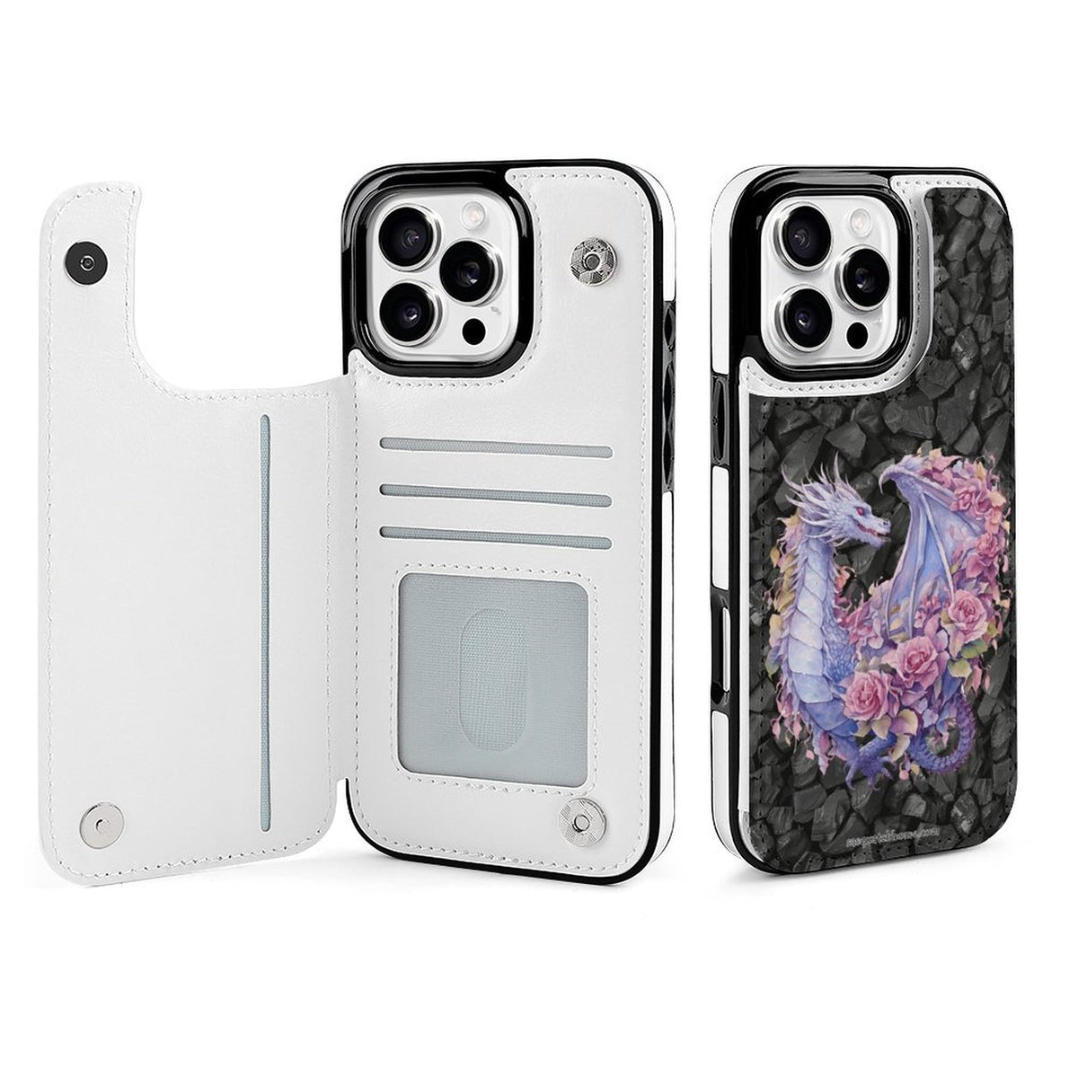 Floral Dragon, iPhone 16 Faux Leather Wallet Case
