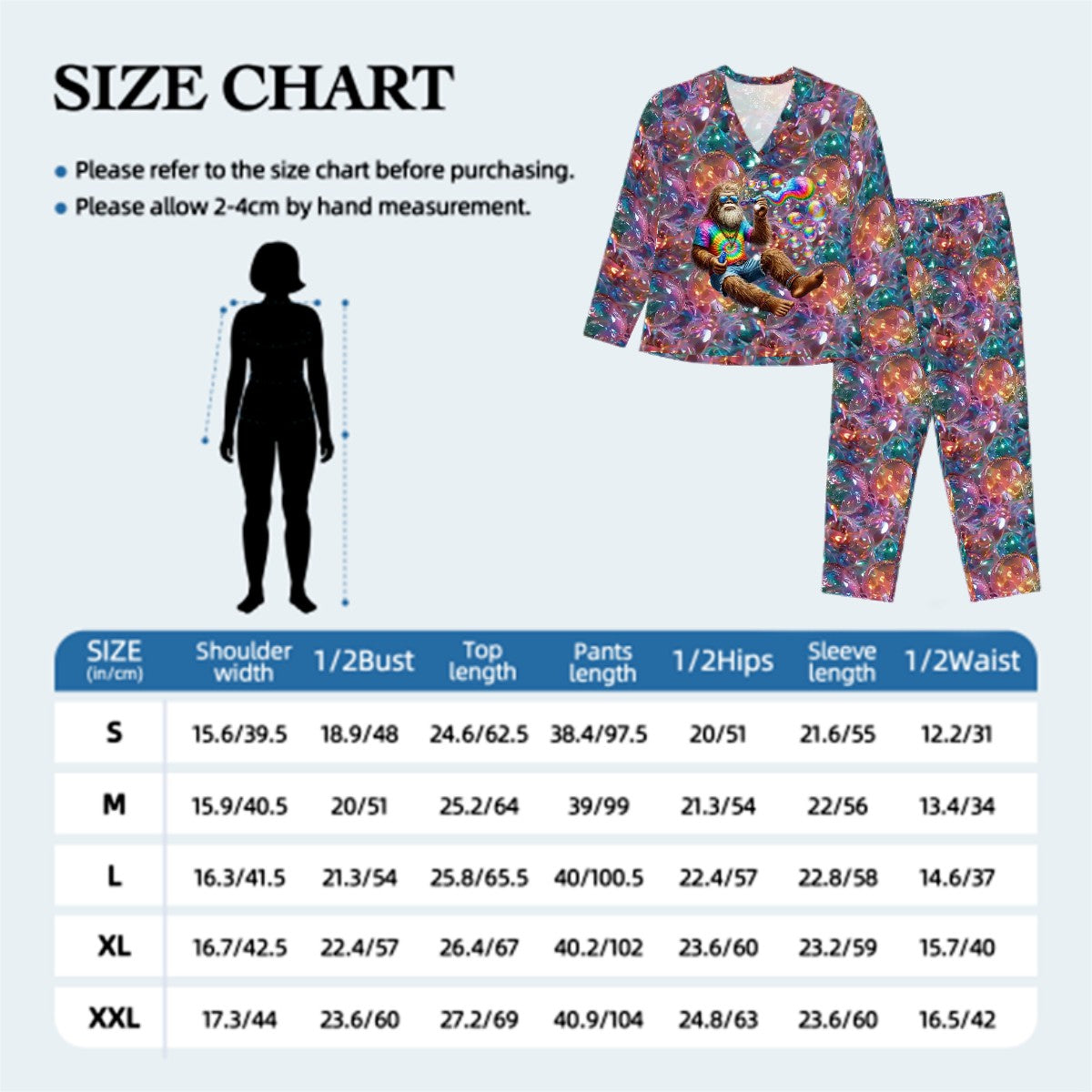 Hippie Bigfoot Sasquatch, Women’s Long Sleeved Pajama Set
