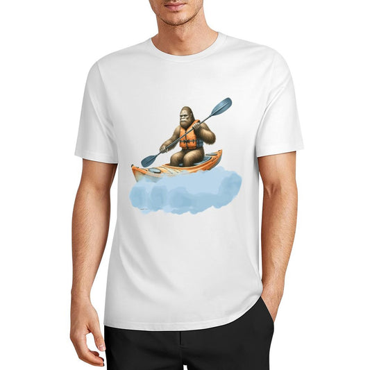 Bigfoot - Sasquatch Kayaking Short Sleeve Cotton T-Shirt