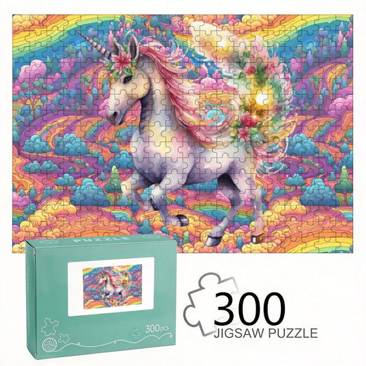 Rainbow Unicorn 300pcs Horizontal Wooden Jigsaw Puzzles