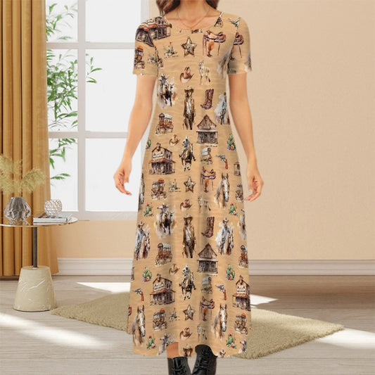 20 Misc Designs Crew Neck Short Sleeve Maxi Dress