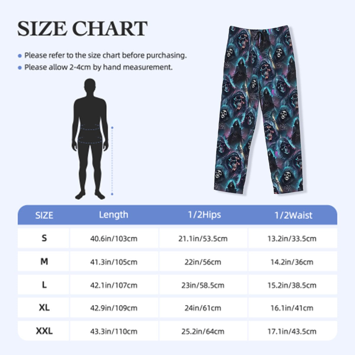 Grim Reaper, Men’s Polyester, Drawstring, Pajama Pants