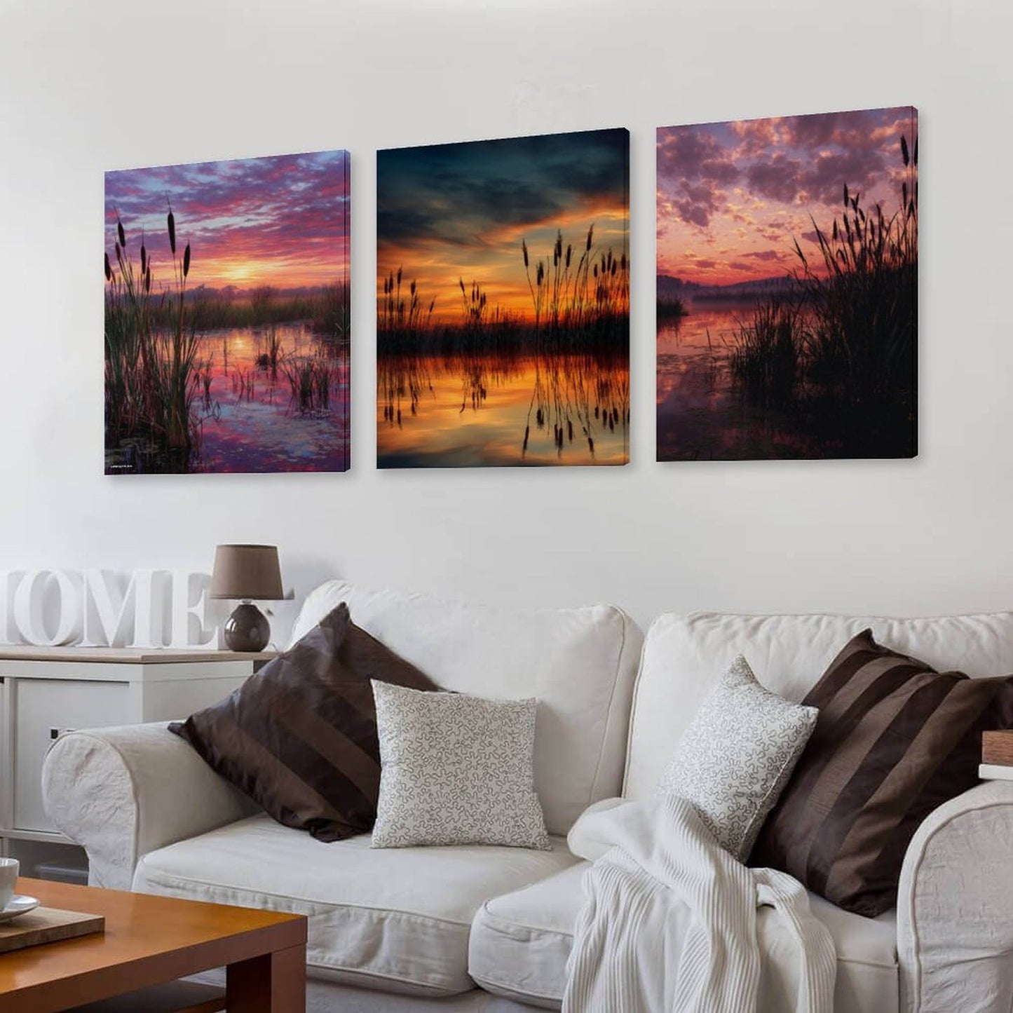 Bayou Sunset Canvas Wall Art -16”x 20” (x3) - Made In USA