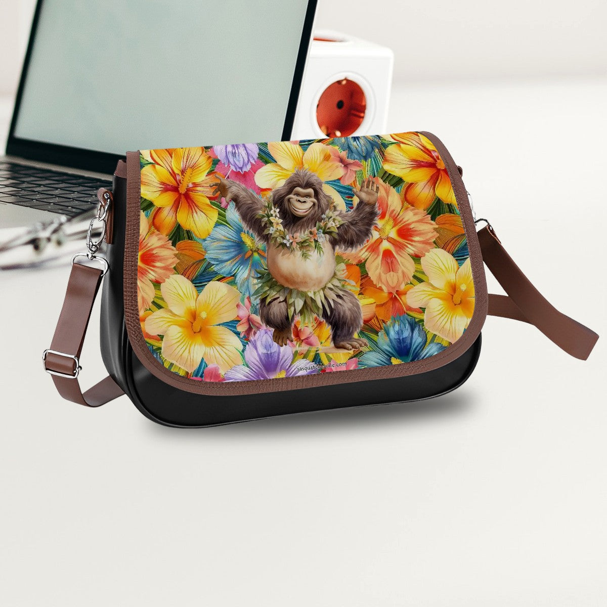 Bigfoot / Sasquatch Hawaiian Dance, Leather Shoulder Bag / Purse