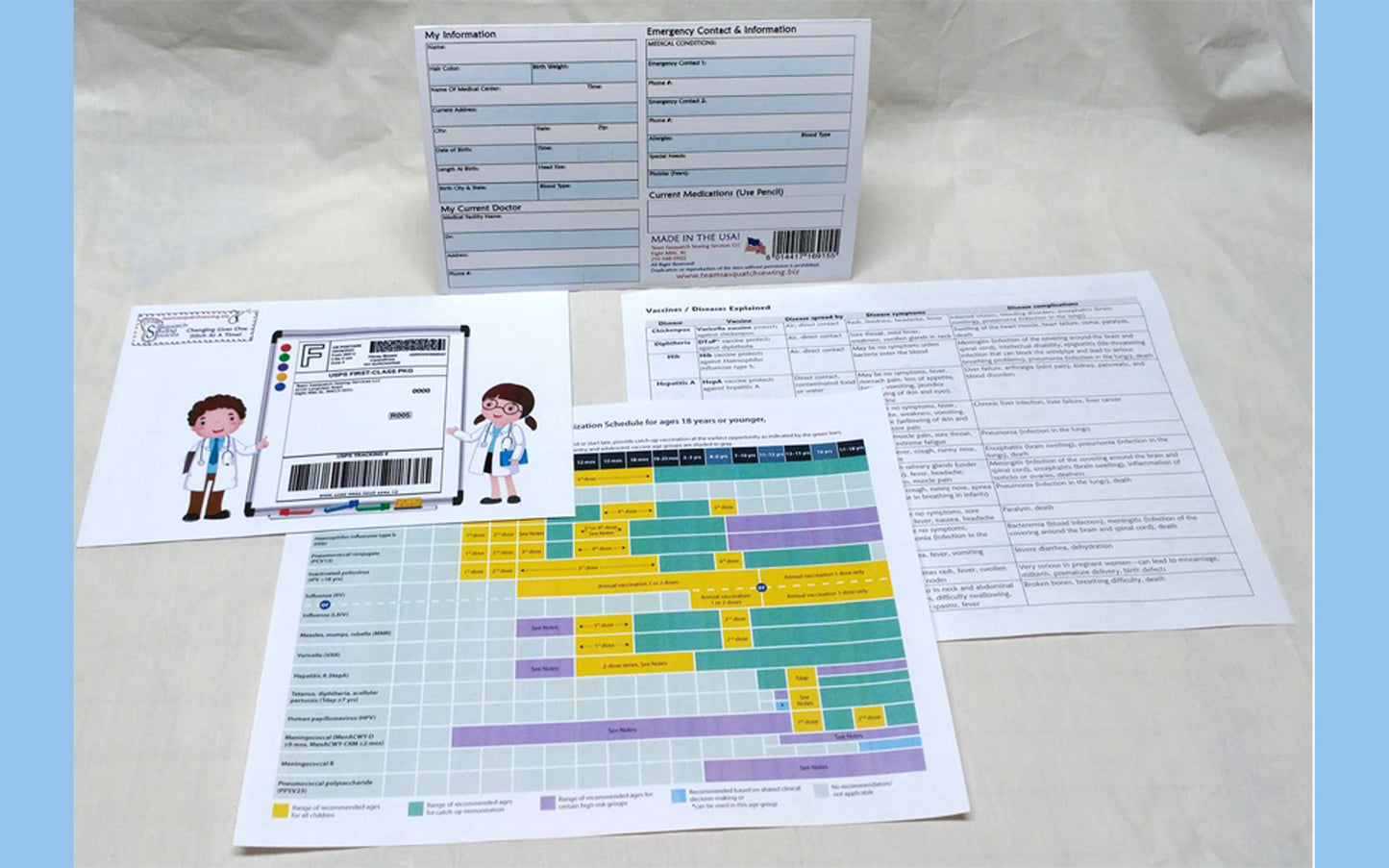 Human Medical Records - From birth to adulthood w/ storage pocket