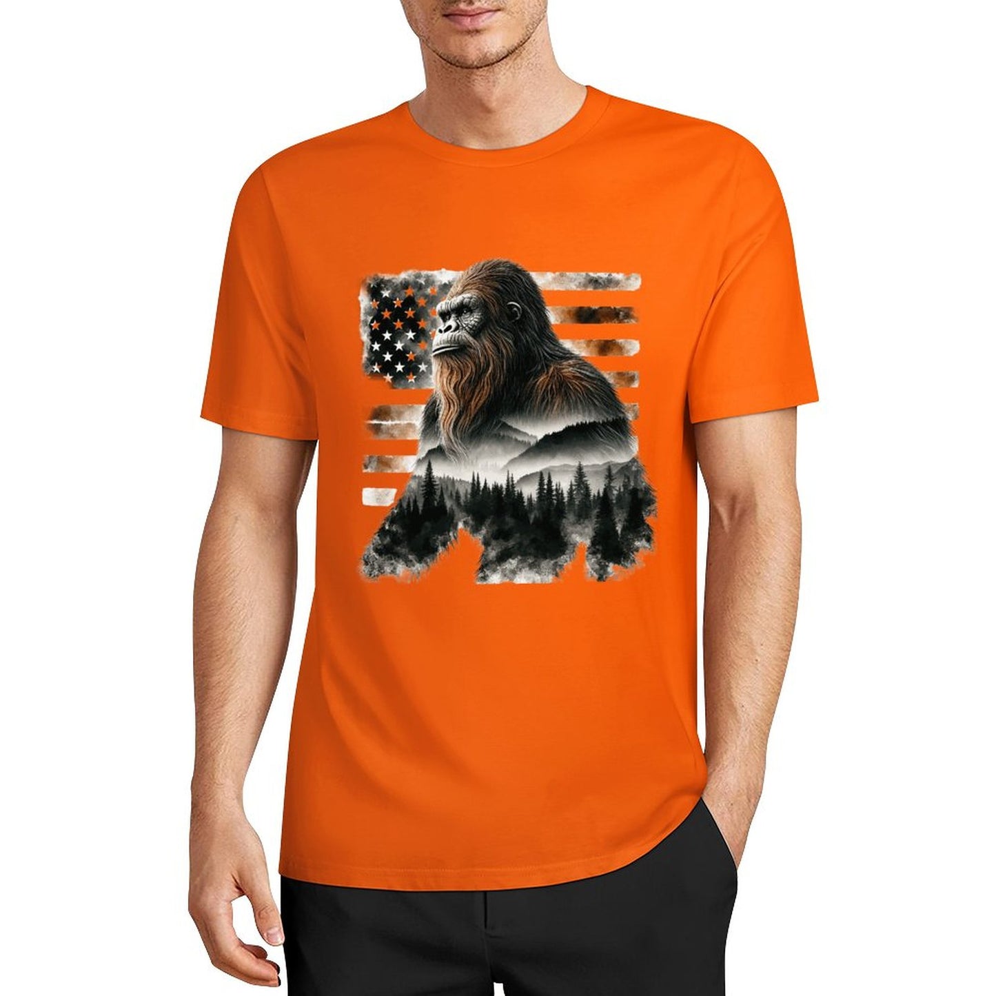 Bigfoot - Sasquatch Scenery Cotton Unisex Long Sleeve T-shirt