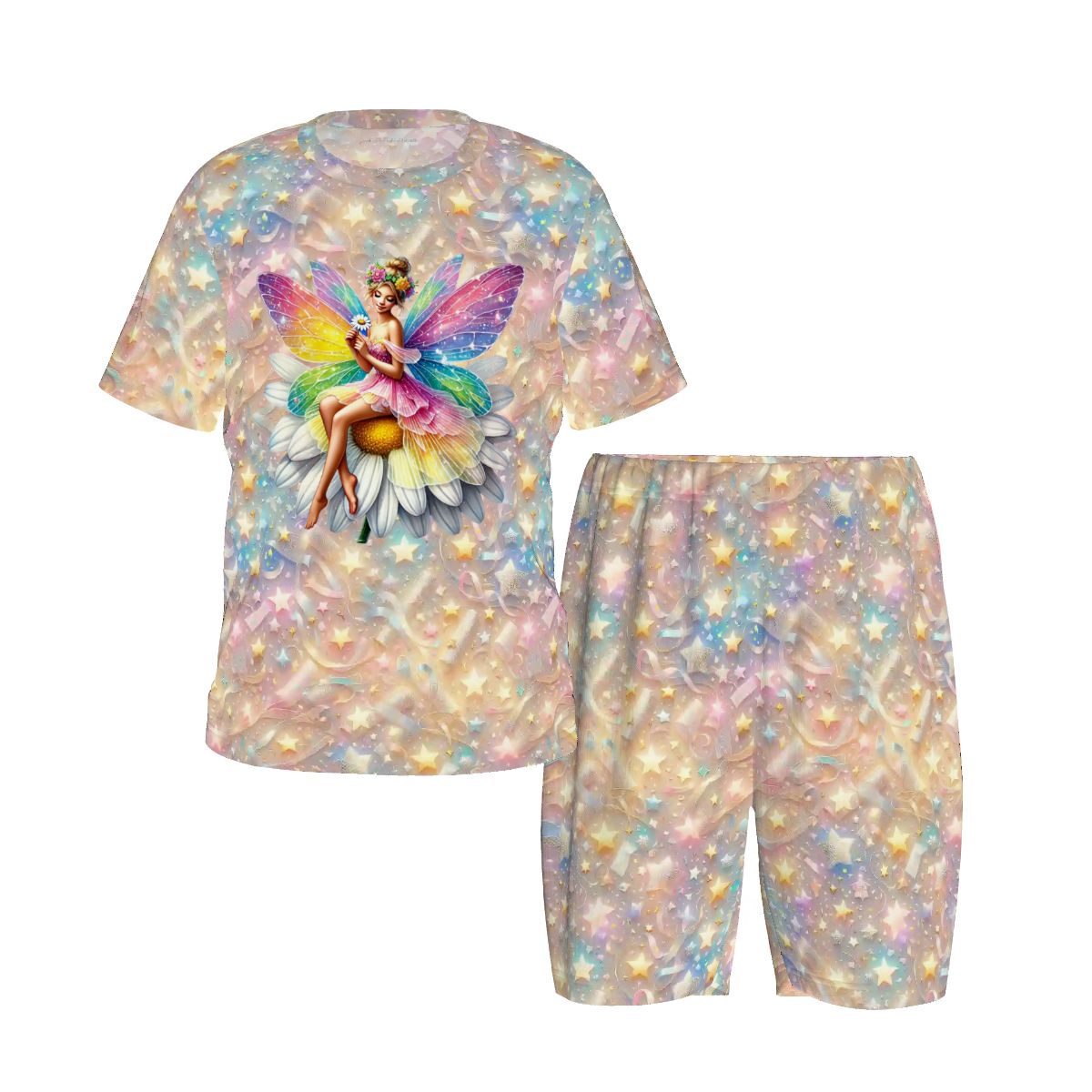 Children’s 2 Piece Short Pajama Set, Rainbow Fairy