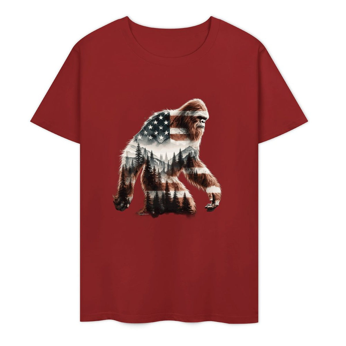 Bigfoot - Sasquatch Flag Scenery Cotton Unisex Long Sleeve T-shirt