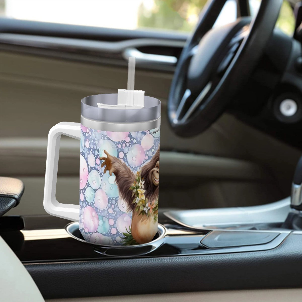Sarcastic Sasquatch, Bigfoot 40 oz Stainless Steel Travel Coffee Mug with a Straw