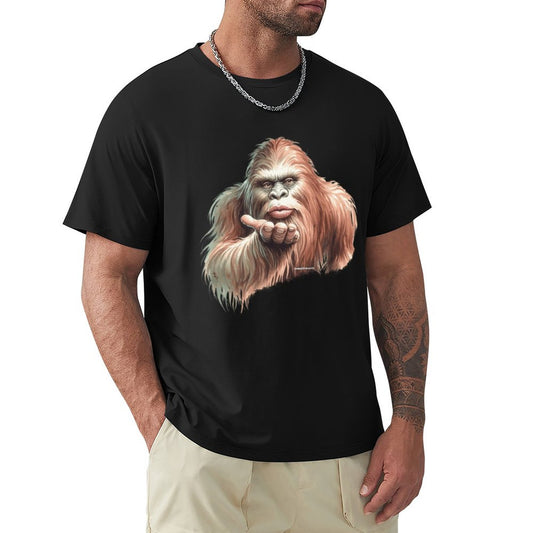 Sasquatch, Bigfoot Blow Kiss, Short Sleeve Cotton T-shirt