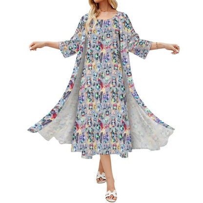 6 Alien Designs, Women’s Long Dress with Cardigan