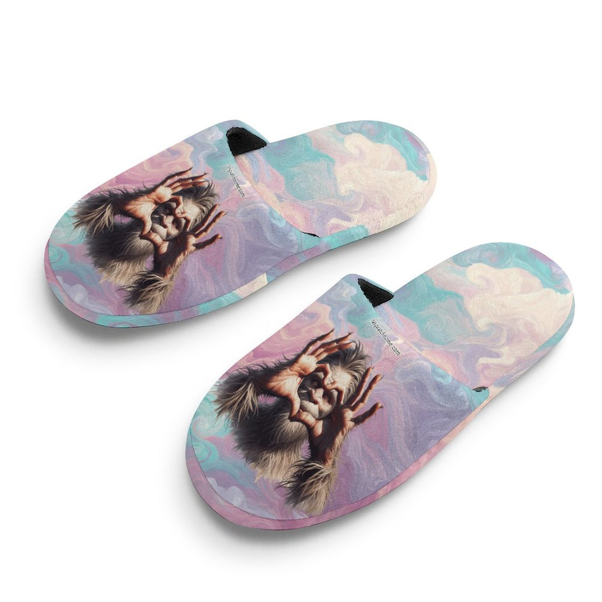 Bigfoot Sasquatch Heart Hands, Flannel Children's Cotton Slippers