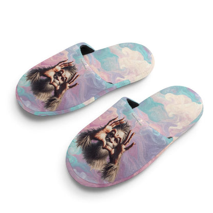 Bigfoot Sasquatch Heart Hands, Flannel Children's Cotton Slippers