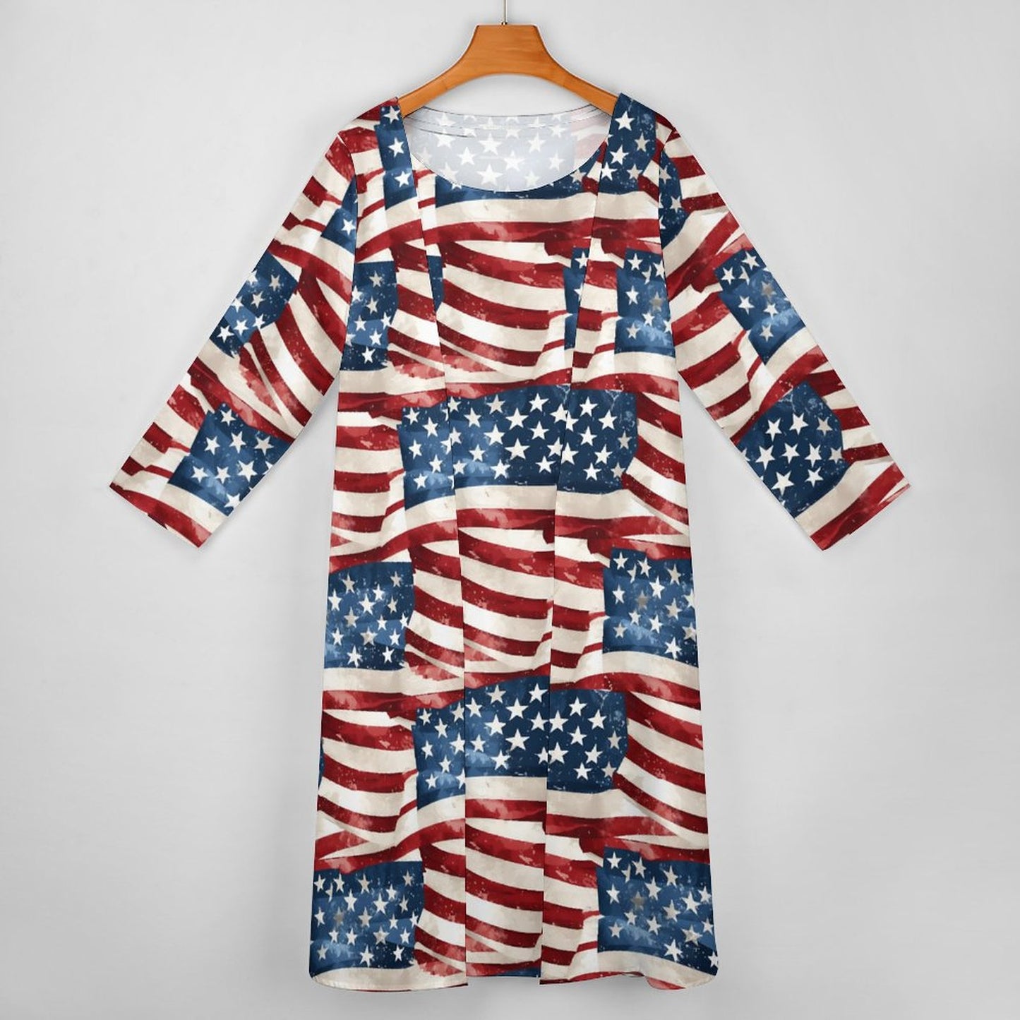 American Flag Women’s Long Dress with Cardigan