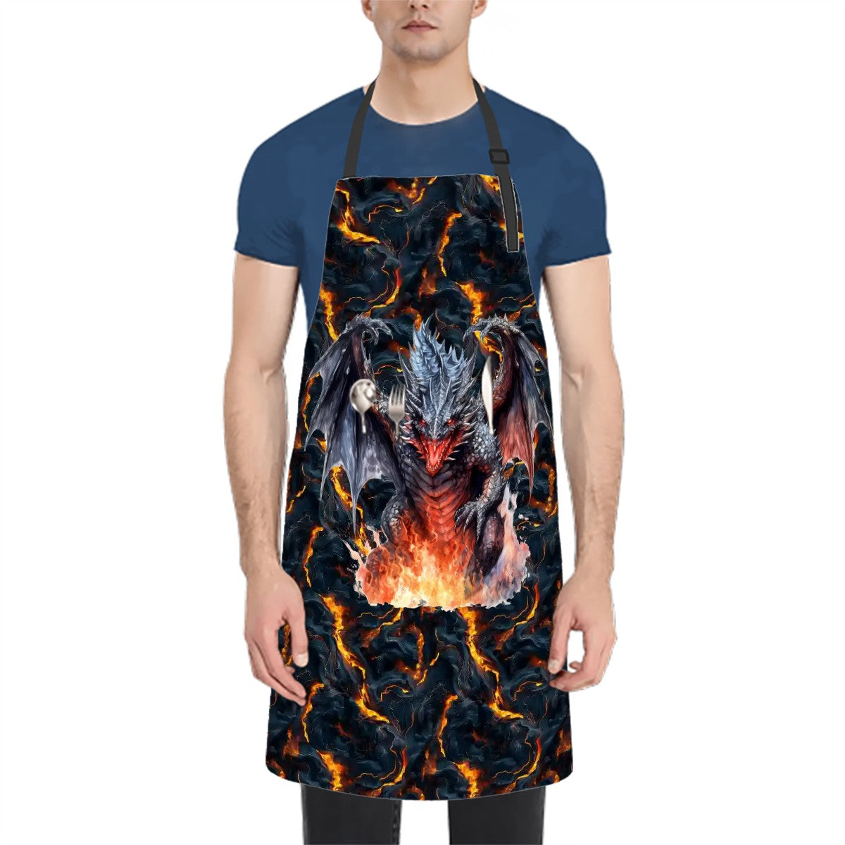 Dragon On Lava, Waterproof Apron with Pockets