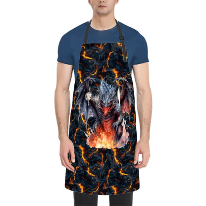 Dragon On Lava, Waterproof Apron with Pockets