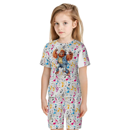 Pajama Sets for Kids, Crew Neck Short Sleeve - Dancing Bigfoot, Sasquatch