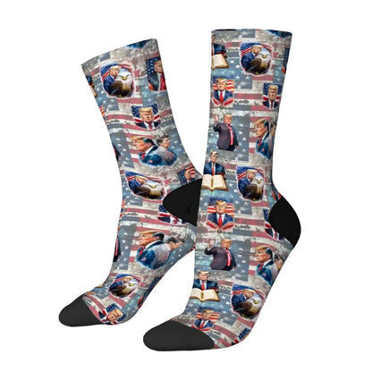 Donald Trump, MAGA, 19 Designs - Polyester Crew Socks, MAGA Socks, Patriotic Socks, Ankle Socks