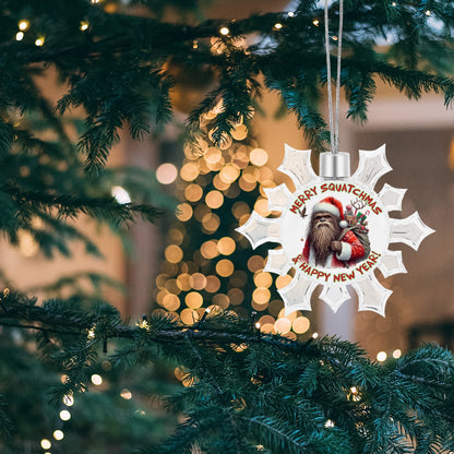 Bigfoot, Sasquatch Christmas Snowflake Ornament - "Merry Squatchmas"