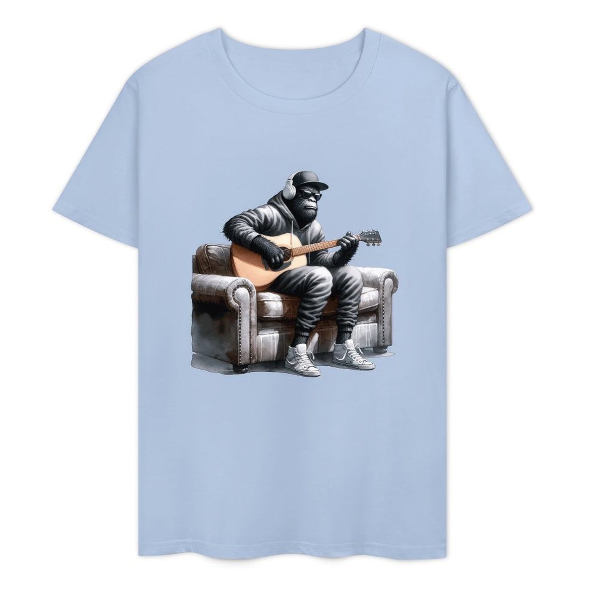Bigfoot - Sasquatch Play Guitar Short Sleeve Cotton T-Shirt