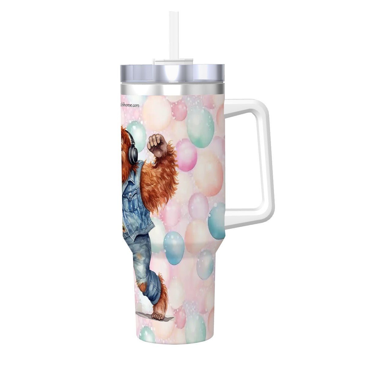 Sarcastic Sasquatch, 40 oz Stainless Steel Travel Coffee Mug with a Straw, Bigfoot Dancing
