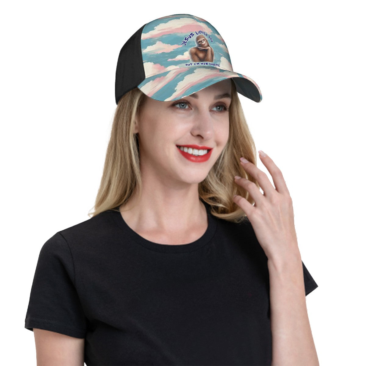 Bigfoot, Sasquatch, "Jesus loves you", Baseball Cap, hat, Polyester Twill