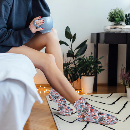 8 Patriotic Designs, 8” Poly Ankle Socks