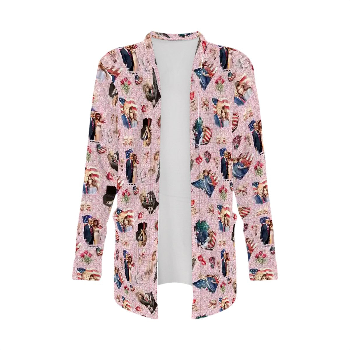 20 Donald Trump, MAGA Designs, Women’s long sleeved cardigan, sweater vest