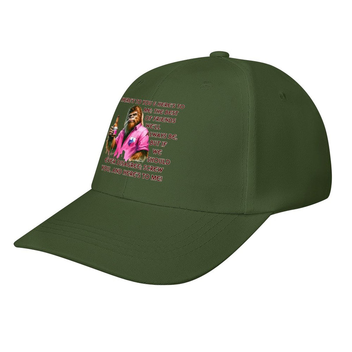 Bigfoot, Sasquatch “Here's to you..", Baseball Cap – 8 Colors