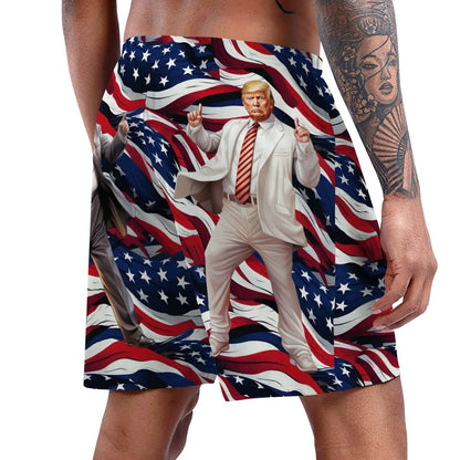 Donald Trump Dancing on Butt, Men’s Polyester, pocketed, pajama Shorts